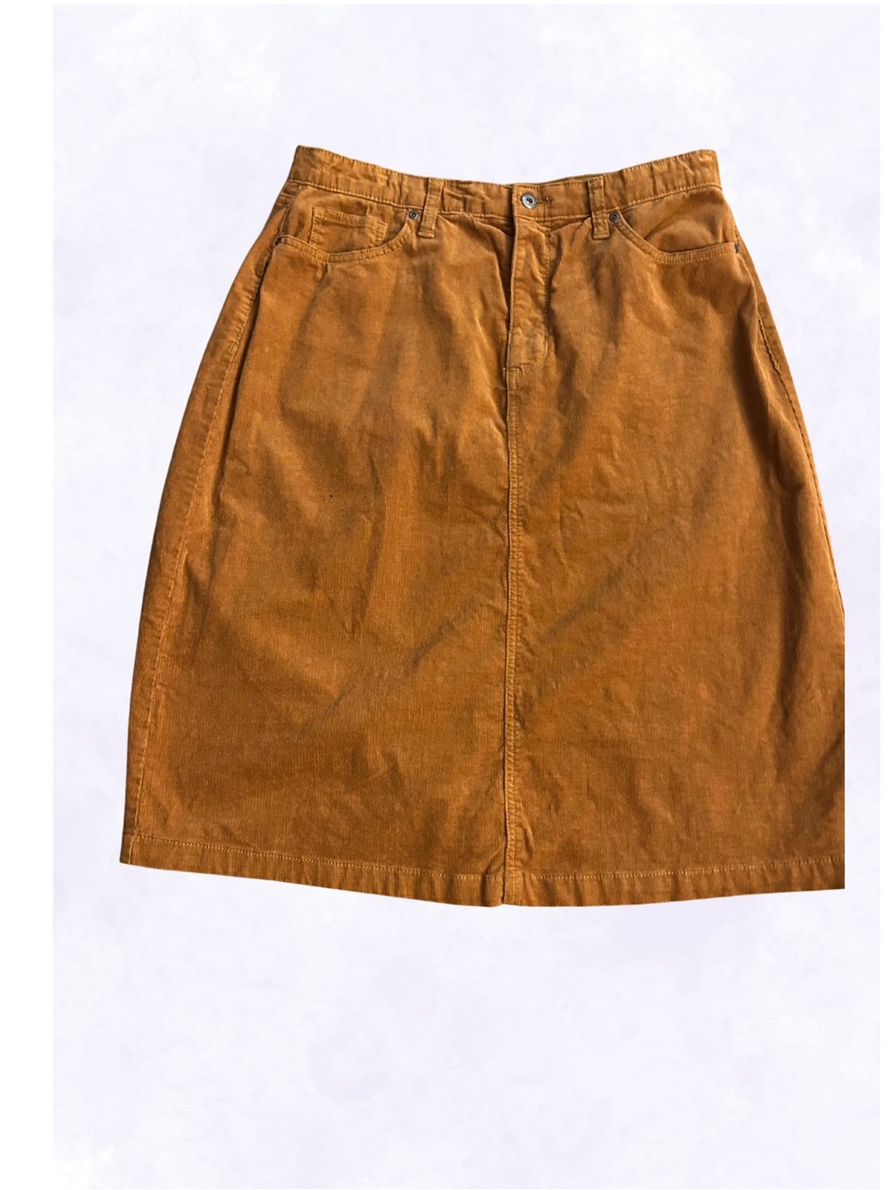Women's Corduroy A-Line Midi Skirt in Mustard Size 14
